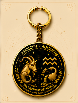 Capricorn · Aquarius Zodiac Cusp Keychain — The Visionary Architect