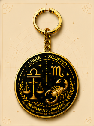 Libra · Scorpio Zodiac Cusp Keychain — The Balanced Strategist
