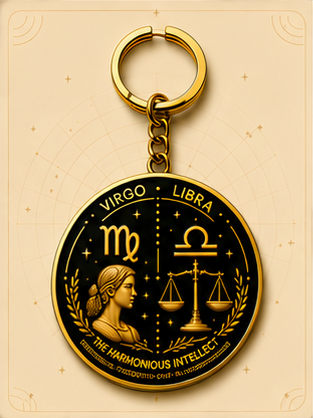 Virgo · Libra Zodiac Cusp Keychain — The Harmonious Intellect