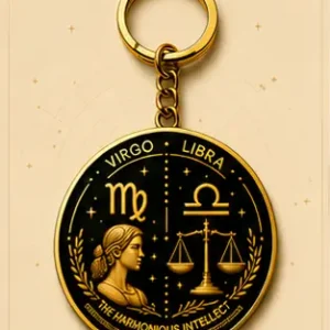 Virgo · Libra Zodiac Cusp Keychain — The Harmonious Intellect